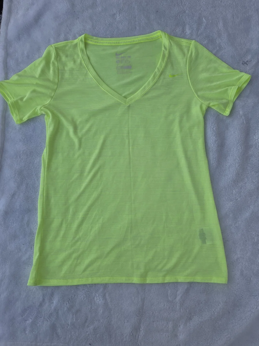 Nike Women's Neon Yellow V-Neck Short Sleeve Tee